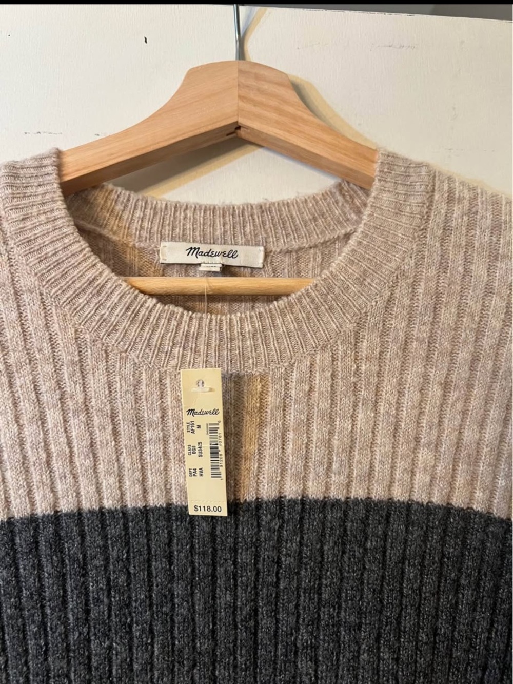 Madewell Colorblock Rib-Knit Long Sleeve Dress, Multi Colored - Picture 3 of 3
